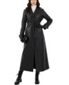Sophia Single Breasted Black Leather Trench Coat