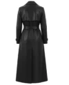 Sophia Single Breasted Black Leather Trench Coat back view