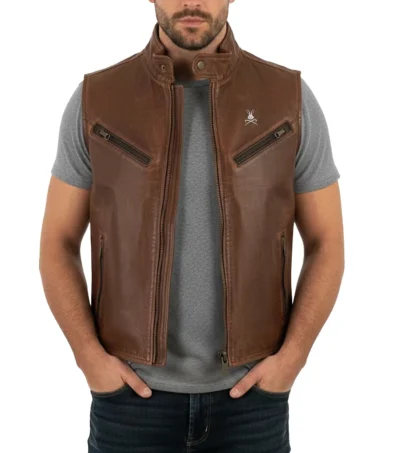 Titan Brown Leather Vest