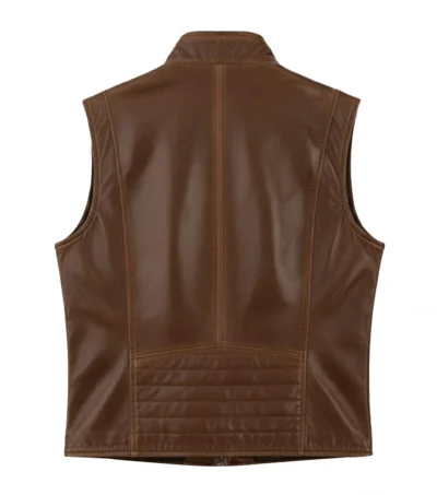 Titan Brown Leather Vest Back Look
