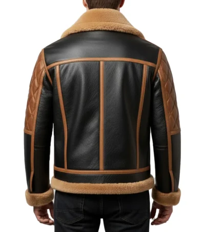 Vintage B3 Aviator Black and Tan Leather Jacket Back