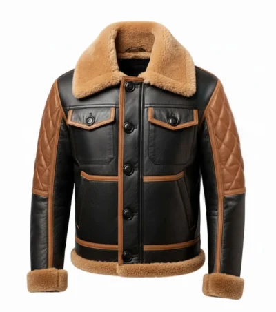 Vintage B3 Aviator Black and Tan Leather Jacket Front