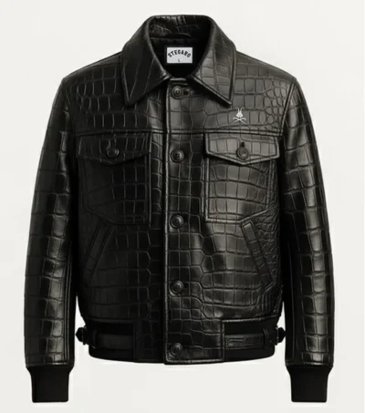 Viper Black Croc Leather Jacket