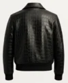 Viper Black Croc Leather Jacket Back