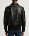 Viper Black Croc Leather Jacket Back Look