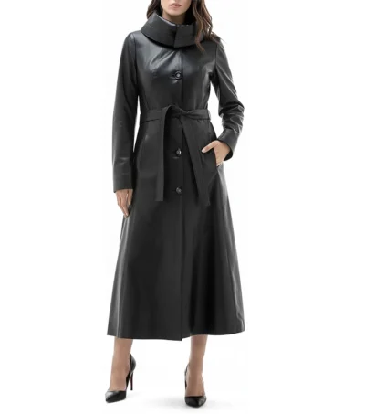 Alaska Women’s Black Genuine Leather Long Coat