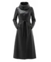 Alaska Women’s Black Genuine Leather Long Coat front view