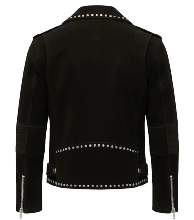 Buy Men's Black Studded Suede Biker Jacket