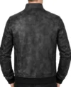 Buy Men’s Black Waxed Leather Bomber Slim fit Jacket