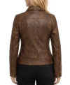 Buy Women’s Brown Distressed Sheepskin Leather Trucker Jacket