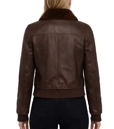 Buy Women’s Brown Sheepskin Leather Bomber Jacket