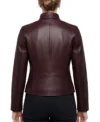 Buy Women's Burgundy Lambskin Leather Cafe Racer Jacket