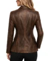 Buy Women's Distressed Brown Leather Blazer