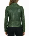Buy Women's Green Distressed Genuine Leather Biker Style Jacket