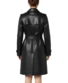 Buy Women’s Hip Length Belted Black Leather Trench Coat