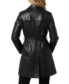 Buy Women's Mid-Length Black Leather Trench Coat