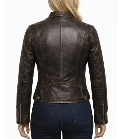 Buy Women's Moto Muse Brown Leather Jacket