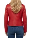 Buy Women's Motorcycle Slim-Fit Zip-Up Red Leather Jacket