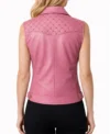 Buy Women’s Pink Quilted Shoulder Studded Leather Vest