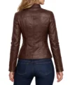 Buy Women’s Slim Fit Cafe Racer Brown Real Leather Jacket