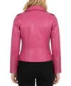 Buy Women's Slim Fit Pink Sheepskin Leather Biker Jacket