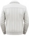 Men’s Parallel Stitched Vertical Lining Leather Bomber Jacket wite back