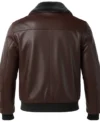 Men's Pilot Style Dark Brown Leather Bomber Jacket back view