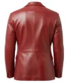 Men's Two Button Lambskin Leather Blazer Burgundy back view