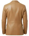 Men's Two Button Lambskin Leather Blazer Tan Brown back view