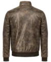 Men’s Vintage Distressed Brown Waxed Leather Bomber Jacket back view