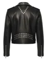 Women’s Black Studded Leather Moto Jacket back view