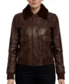 Women’s Brown Sheepskin Leather Bomber Jacket