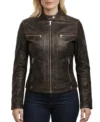 Women's Moto Muse Brown Leather Jacket