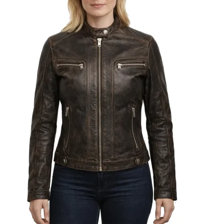 Women's Moto Muse Brown Leather Jacket