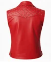 Women’s Quilted Shoulder Studded Leather Vest red back view