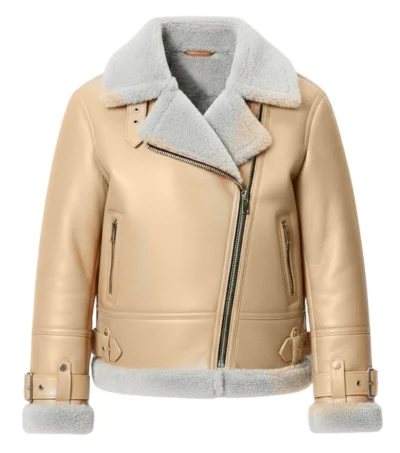 Women's Raf Sheepskin B3 Shearling Leather Jacket Beige