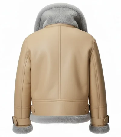 Women's Raf Sheepskin B3 Shearling Leather Jacket Beige back view