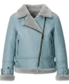 Women's Raf Sheepskin B3 Shearling Leather Jacket sky blue