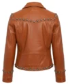 Women's Studded Dark Brown Leather Jacket back view