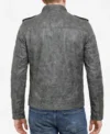 Buy Mens Gray Military Style Distressed Leather Jacket