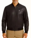 Dax Black Leather Bomber Jacket