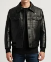 Viper Black Croc Leather Jacket front