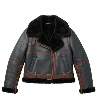 Womens Black B3 RAF Aviator Flight Shearling Leather Jacket