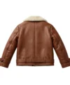 Womens Chestnut Aviator Shearling Leather Jacket back view