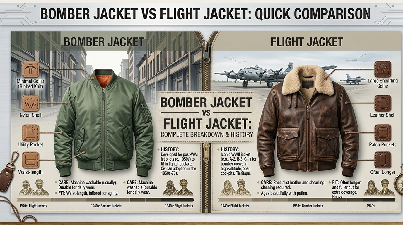 Bomber Jacket vs Flight Jacket: Quick Comparison