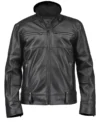 Mens Black Hooded Biker Leather Jacket