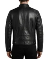 Mens Black Quilted Asymmetric Biker Leather Jacket back