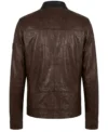 Mens Black and Brown Cafe Racer Leather Jacket back
