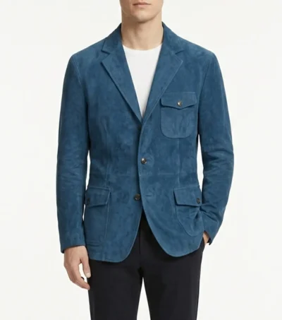 Mens Blue Vintage Suede Blazer