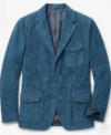 Mens Blue Vintage Suede Blazer front